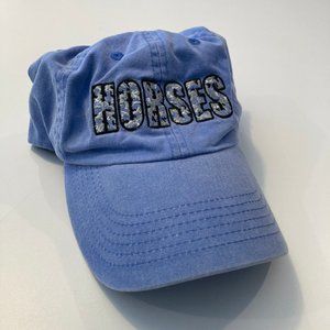 Port Authority baseball cap, “HORSES” light blue, soft cotton